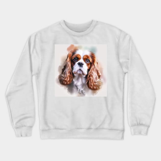 Cavalier King Charles Spaniel Watercolor - Gift For Dog Lovers Crewneck Sweatshirt by Edd Paint Something